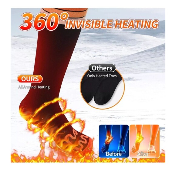 Mecmic Heated Socks for Men Women w APP Control 3000Mah 17H Heat Socks Medium - Picture 6 of 12